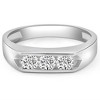 Pompeii3 1Ct Three Stone Diamond Men's Ring Channel Set Band Lab Created in Gold - 3 of 4