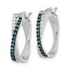 Black Bow Jewelry Blue & White Diamond Crossover Hinged Hoop Earrings in Sterling Silver - 2 of 4