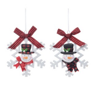 Transpac PVC Snowflake w/Snowman Ornament Set of 2 Christmas Home Decorations - 1 of 1