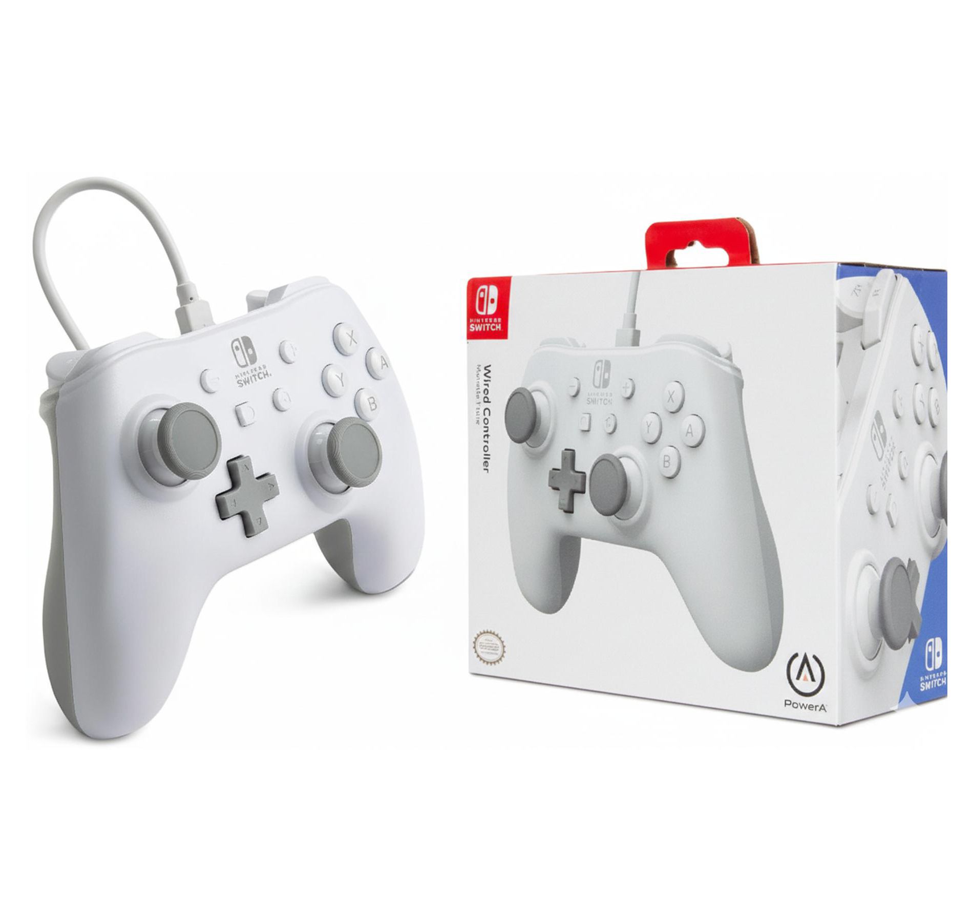 PowerA Wired Controller for Nintendo Switch – Ergonomic Gamepad with Detachable 10ft USB Cable, Matte White