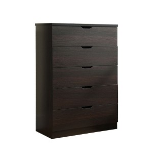 NicBex 5 Drawers Dresser for Bedroom,Chest of Drawers with Cutout Handles Design,Modern Freestanding Dresser,Storage Dressers for Bedroom,Dark Brown - 1 of 4