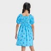 Girls' Lilo & Stitch Ruched Neckline All Over Print Dress - Blue - 2 of 3