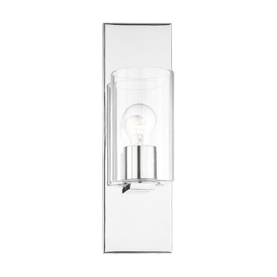 Polished Chrome and Clear Glass Wall Sconce
