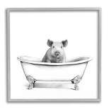 Stupell Industries Hog in Bath Tub Minimal Bathroom Sketch