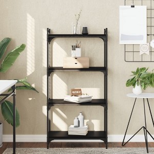 vidaXL Bookcase 4-Tier Black 23.6 in.x11.8 in.x47.2 in. Engineered Wood - 1 of 4