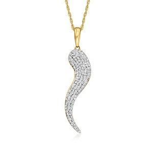 Ross-Simons 0.25 ct. t.w. Pave Diamond Italian Horn Pendant Necklace in 18kt Gold Over Sterling - 1 of 4