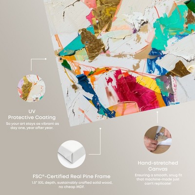 Bright Prism Abstract Canvas Wall Art with Gold Accents, 20" x 30"