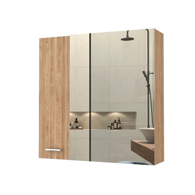 NicBex Bathroom Wall Mount Storage Cabinet Mirror Medicine Cabinet with Door & Shelves