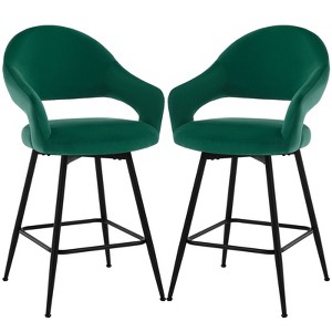 Bekrvio Swivel Counter Height Bar Stools Set of 2/4,26" Kitchen Bar Chairs w/Hollow Back,Faux Leather/Velvet Upholstered for Kitchen Island - 1 of 4