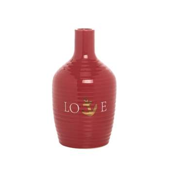 Beachcombers 7" Ceramic Red Love Bud Vase