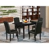 HomeStock 5-Pc Black Finish Solid Wood Top - Rectangular Upholstered Dining Room Set with Butterfly Leaf - Seats 4 - 2 of 4