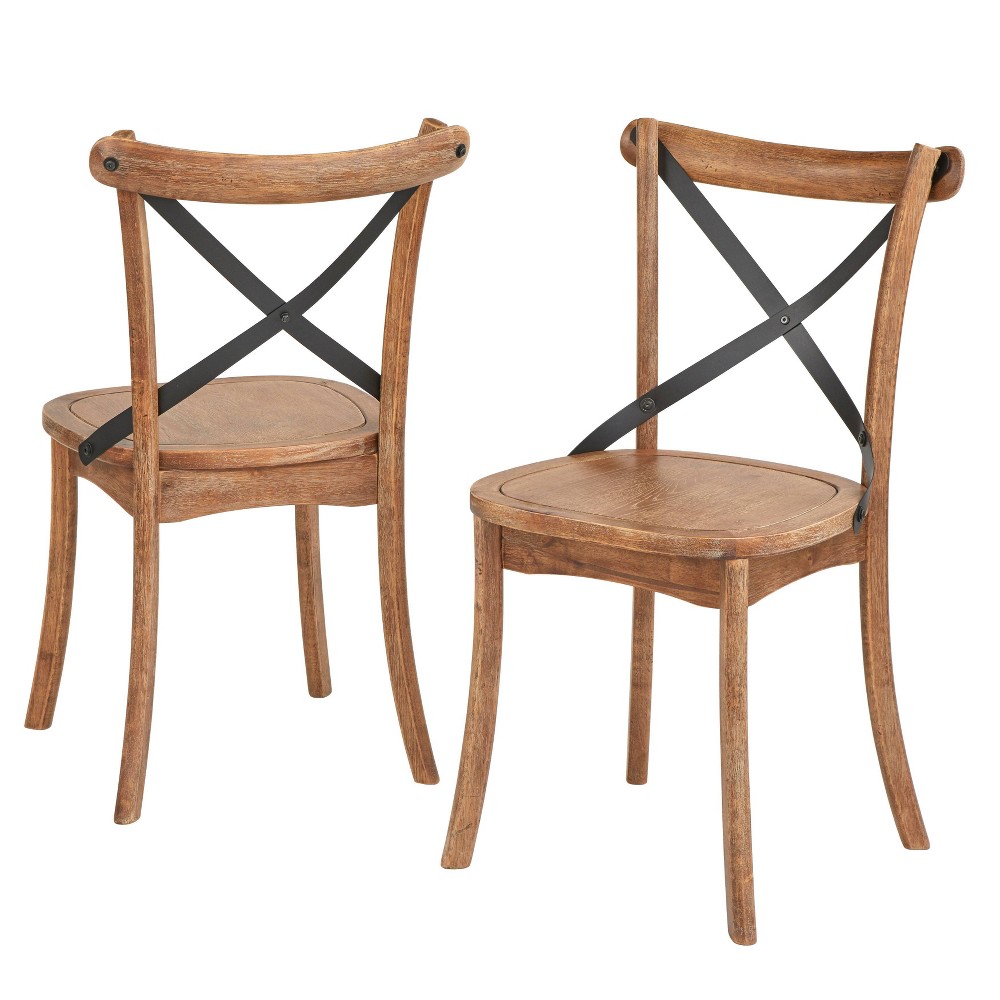Set of 2 Constance Cross Back Dining Chairs Driftwood/Black - Buylateral