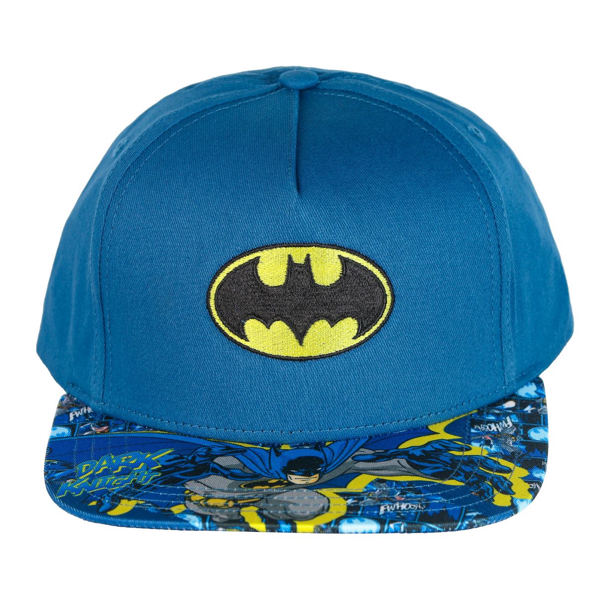DC Comics Batman Boys' Flat-Brim Hat Sublimated Snapback Adjustable OSFM Kids Baseball Cap Blue - thumbnail 3