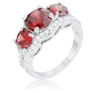 Slickblue 6.75 Carat Garnet Red or Olive Green Cocktail Ring for Women, Classic Style, Rhodium Finish, Sizes 5-10 - 1 of 4
