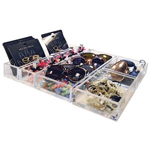 Azar Displays Deluxe 5 Piece Clear Acrylic Tray Set, Two Narrow Rectangle, Two Square and One Large Rectangle Tray - 1 of 4