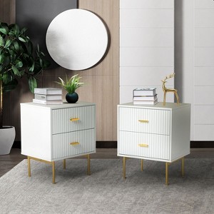 Ceandro Contemporary Classic 2-Drawer Nightstand Set of 2|ARTFUL LIVING DESIGN-NAVY - 1 of 4