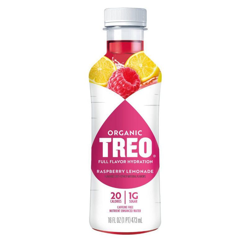 Treo Organic Fruit &#38; Birch Raspberry Lemonade Water - 16 fl oz Bottle, 1 of 6