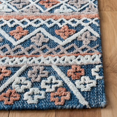 Aspen Blue and Orange Hand-Tufted Wool Area Rug, 8' x 10'