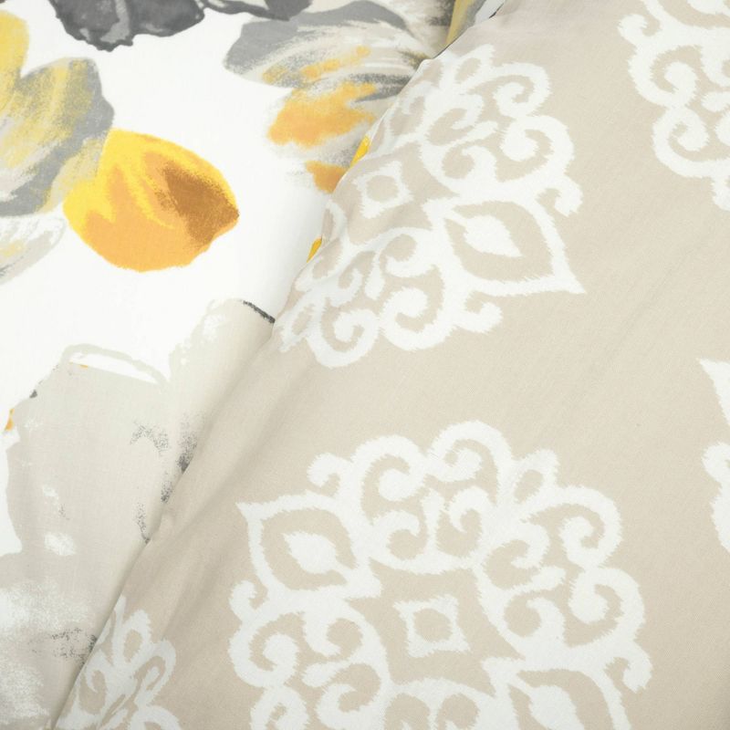 3pc Leah Cotton Duvet Cover Set Yellow/Gray - Lush Décor, 4 of 9