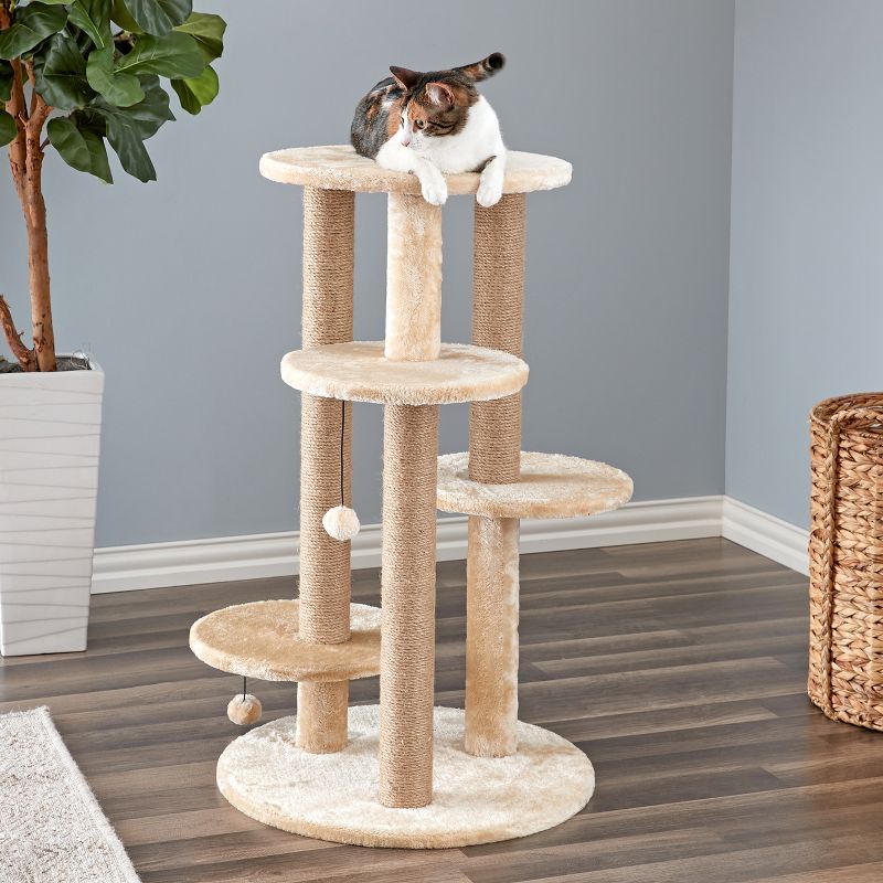 Two by Two Manchester - Beige Scratching Post Cat Furniture - 36.2 in. Tall, 2 of 13