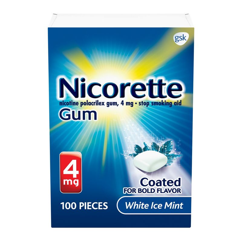 Nicorette 4mg Gum Stop Smoking Aid - White Ice Mint, 1 of 10