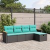vidaXL 5 Piece Patio Sofa Set Outdoor Furniture – Black PE Rattan with Cushions - 2 of 4