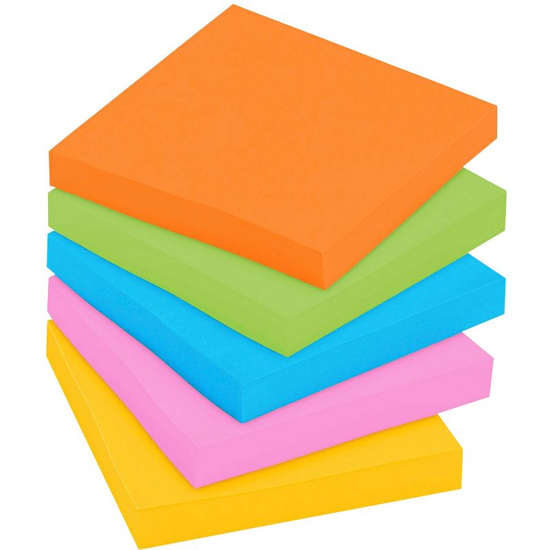 Post-it Sticky Plain Notes, 3 x 3 Inches, Energy Boost Colors, 5 Pads with 90 Sheets, 2 of 3