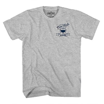 Mens Cookie Monster Classic Shirt - Sesame Street Cookie Monster Tee - Vintage Front and Back T-Shirt (Heather Grey, XX-Large)