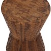 Coastal Teak Wood Geometric Accent Stool Brown - Olivia & May: Nautical Unupholstered Round Bench - 3 of 4