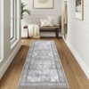 2'x6' Vintage Floral Print Living Room Bedroom Rugs, Washable Non Slip Large Throw Carpet for Dining Room Nursery Kitchen, Grey - 4 of 4