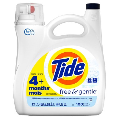 Image of Tide High Efficiency Liquid Laundry Detergent - Free & Gentle - 146 fl oz
