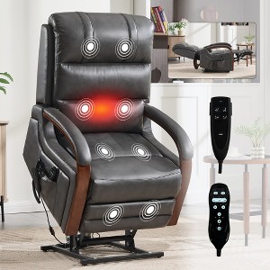 KTMBDW Electric Power Lift Recliner Chair Sofa with Massage and Heat for Elderly, 3 Positions, 2 Side Pockets - 1 of 4