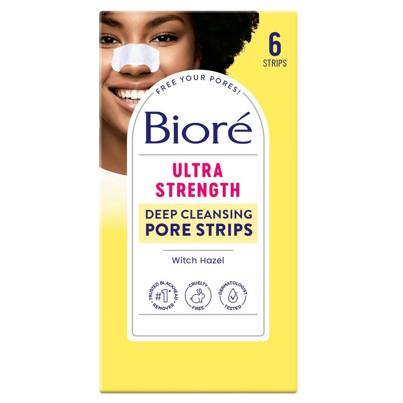 Biore Witch Hazel Ultra Deep Cleansing Pore Strips, Blackhead Removing, Oil-Free, Non-Comedogenic - 6ct, 1 of 13