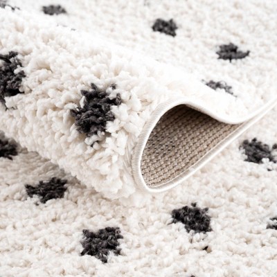 Chaia Black and White Dotted Plush Polyester Rug
