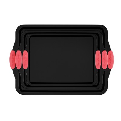 Hastings Home Nonstick Carbon Steel 3-Piece Cookie Sheet Set