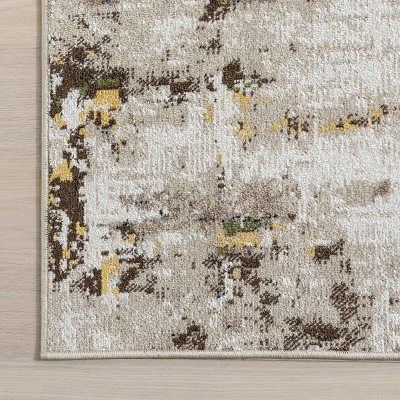 Aaliyah Multicolor Abstract Washable Synthetic Area Rug 96" x 30"