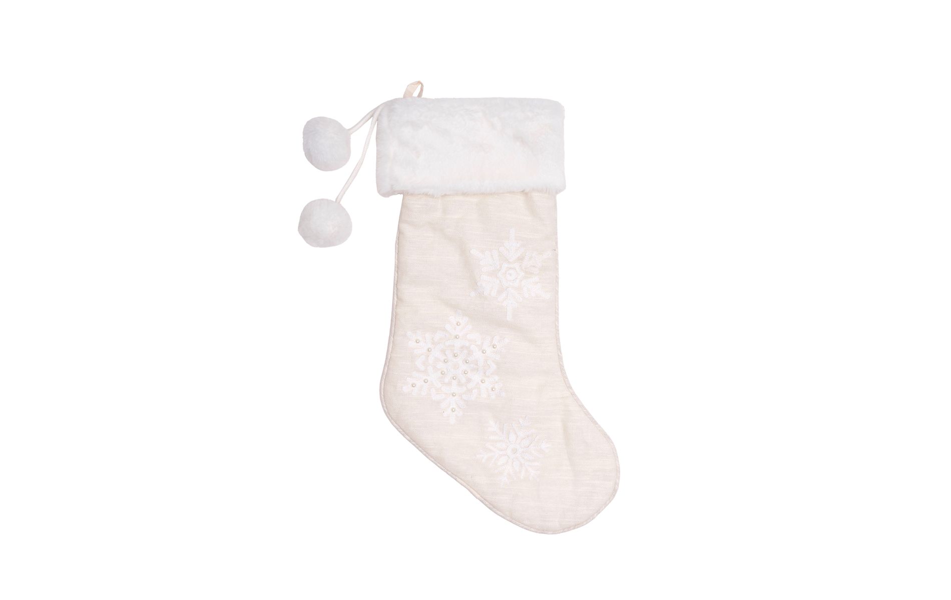 C&F Home White Christmas Snowflake Hanging Christmas Stocking 20"
