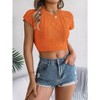 Womens Summer Tops Cable Knit Short Sleeve Round Neck Casual Crop Top - 3 of 4