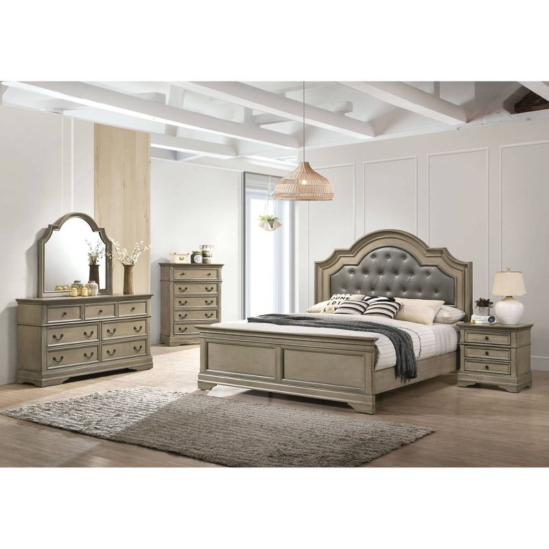 Queen Kritan Padded Headboard Panel Bed Antique Warm Gray - HOMES: Inside + Out, 5 of 6