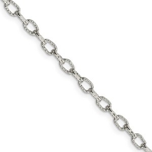 Black Bow Jewelry 3.75mm, Sterling Silver Fancy Satin Rolo Chain Necklace - 1 of 4
