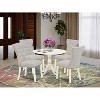 HomeStock 5-Piece Linen White Finish Solid Wood Top Dining Table with 4 Parson Chair with Drop Leaf Lattice Back - 2 of 4