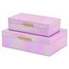 HomeRoots Set of Two Pink And Gold Faux Shagreen Nesting Storage Boxes With Lids - 4 of 4