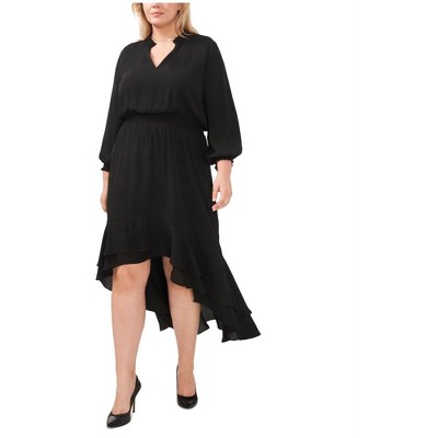 Vince Camuto Womens Smocked Trim High-Low Dress
