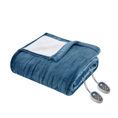 Ultra Soft Plush Reverse to Faux-Shearling Auto Shut Off Electric Blanket with Two 20 Heat Level Setting Controllers and Bonus Automatic Timer