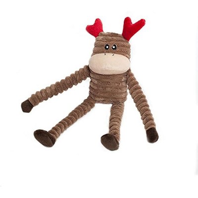 ZippyPaws - Holiday Crinkle Squeaky Plush Dog Toy Filled with Crinkle Paper and Stuffing - Small, Reindeer