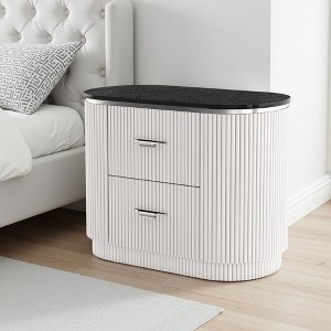 Royal Hampton Nightstand w 2 Drawers, Black Stone Top - 1 of 4