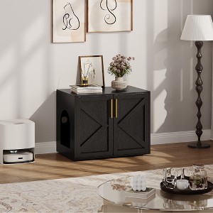 Cat Litter Box Enclosure, Hidden cat Litter Box Furniture with 2 Doors and Pads - 1 of 4