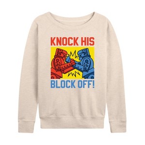 Women's - Rock 'Em Sock 'Em Robots - Knock His Block Off Lightweight French Terry Slouchy - 1 of 4