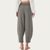 Anna-Kaci Women’s Relaxed Fit Lounge Pants with Soft Draped Fabric Elastic Drawstring Waistband and Wide Tapered Legs - 3 of 4