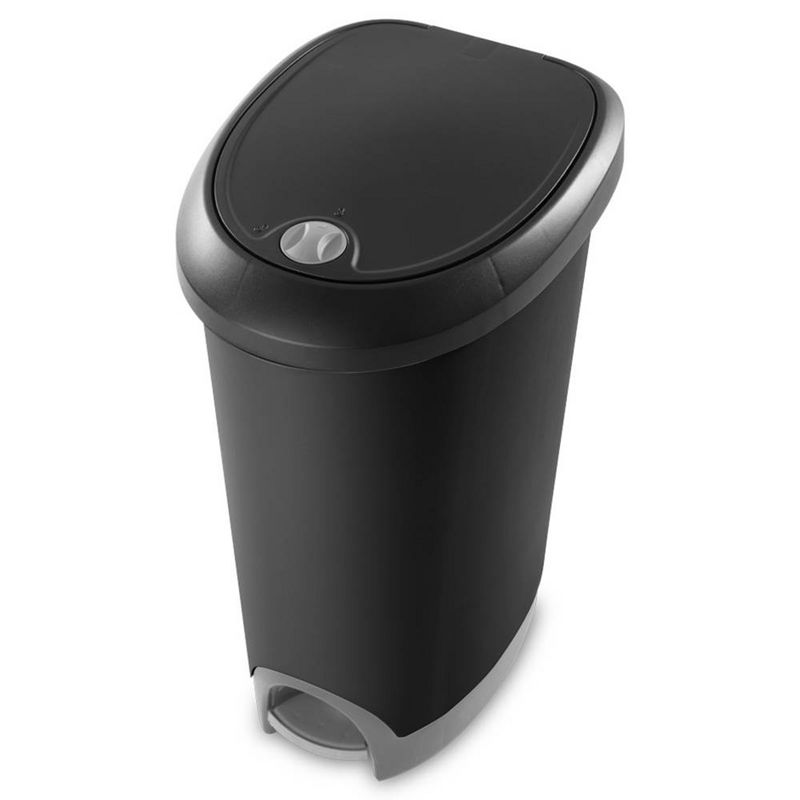 Sterilite 12.6 Gallon Innovative Hands Free Home Kitchen Plastic Wastebasket Trashcan with Locking Lid and Step On Pedal, 2 of 7